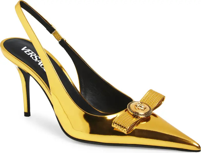 Medusa Bow Metallic Pointed Toe Slingback Pump (Women) | Nordstrom