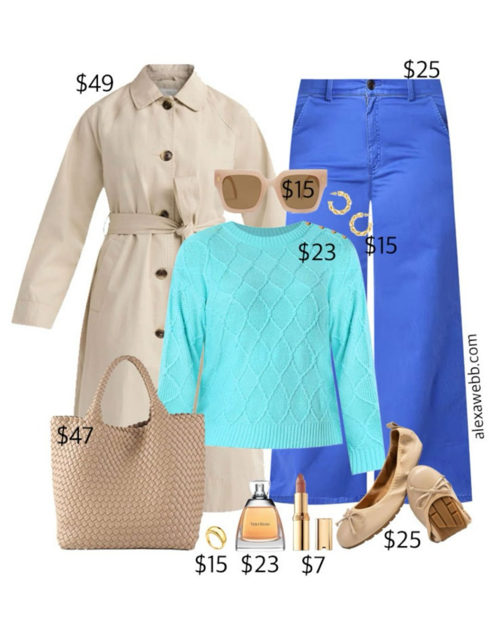 Plus Size on a Budget – Bright Spring Outfit - A plus size casual outfit idea with an aqua sweater, bright blue wide leg pants, and ballet flats. A great outfit idea for teachers this spring! Alexa Webb #plussize

#LTKPlusSize #LTKStyleTip #LTKOver40