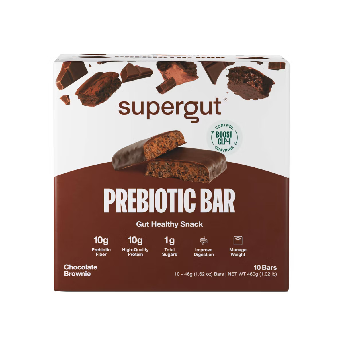 Supergut Prebiotic Bars for GLP-1 Craving Control & Digestive Health - Chocolate Brownie - 10ct | Target