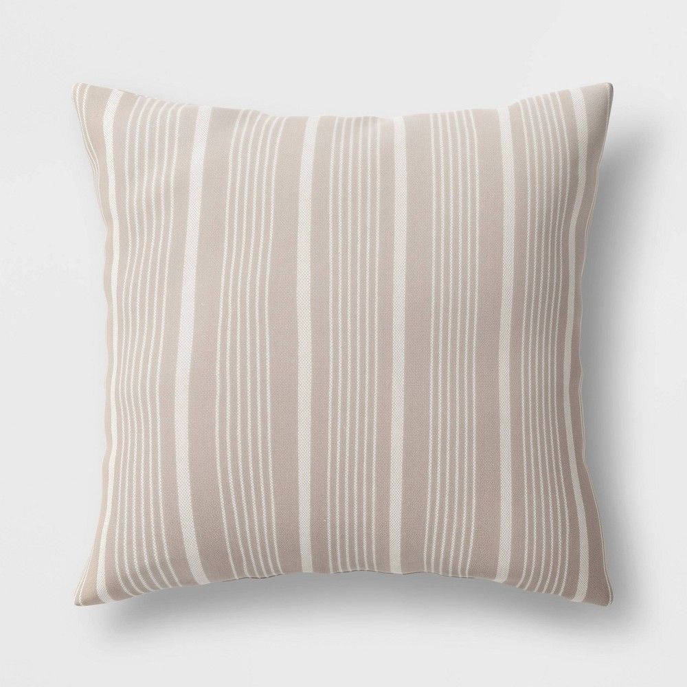 18""x18"" Woven Striped Square Throw Pillow Neutral - Threshold | Target