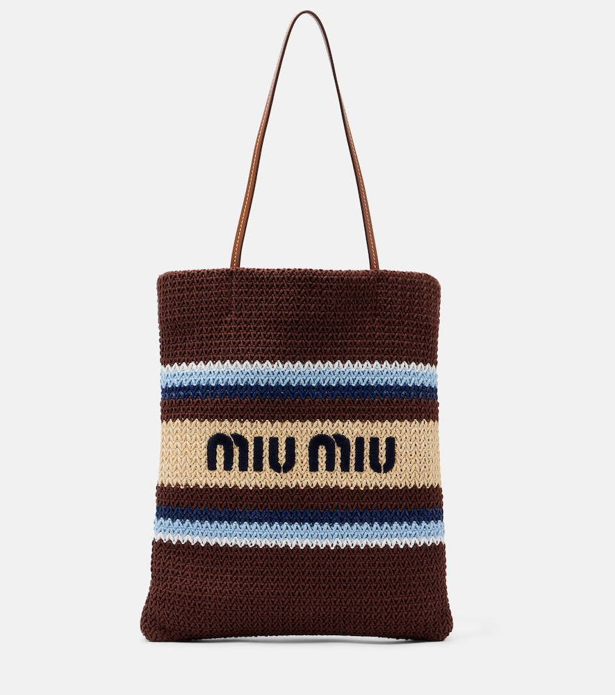Miu Miu Striped raffia-effect shopper | Mytheresa (INTL)