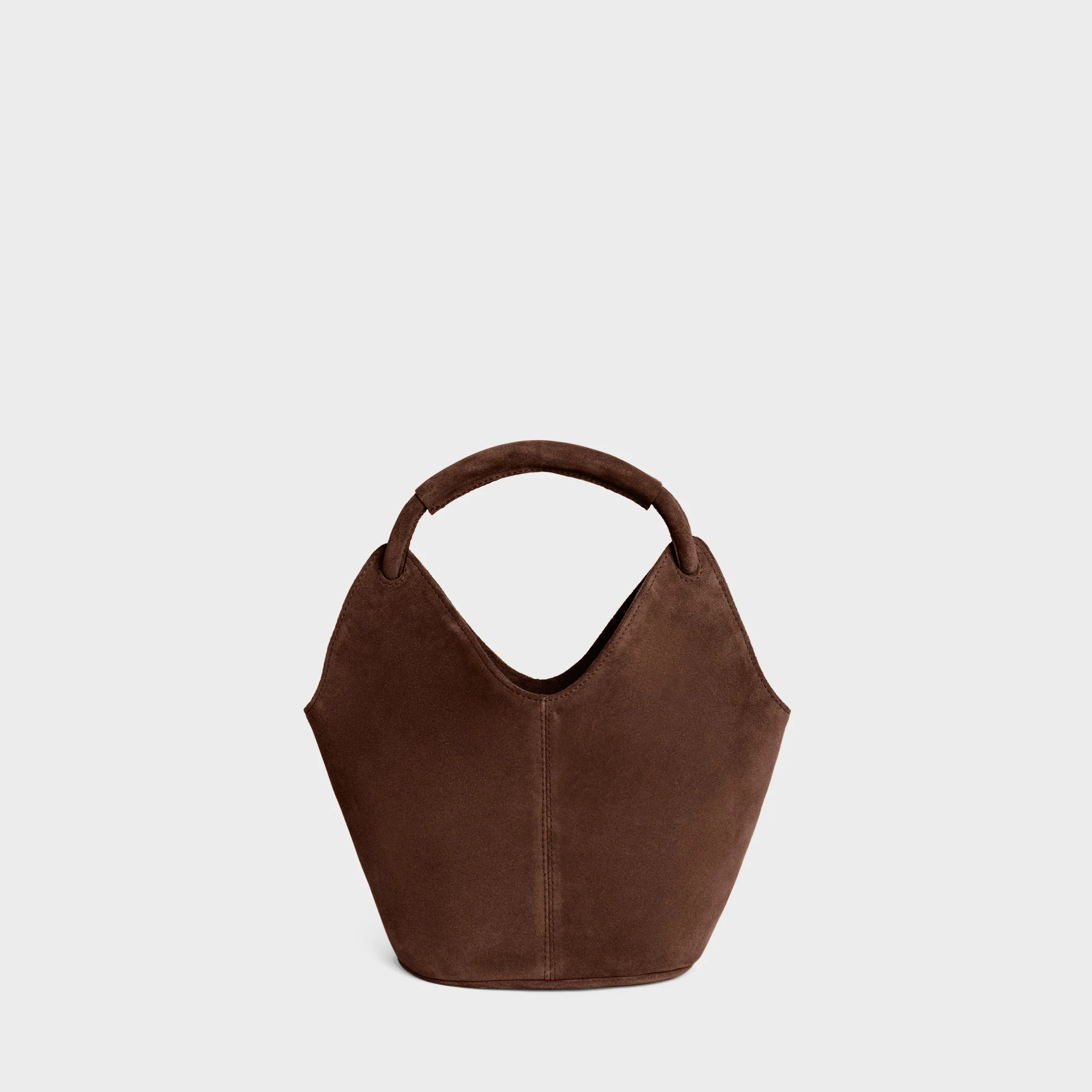 Mia Top Handle Handbag in Italian Chocolate Suede | LEMIZ | LEMIZ