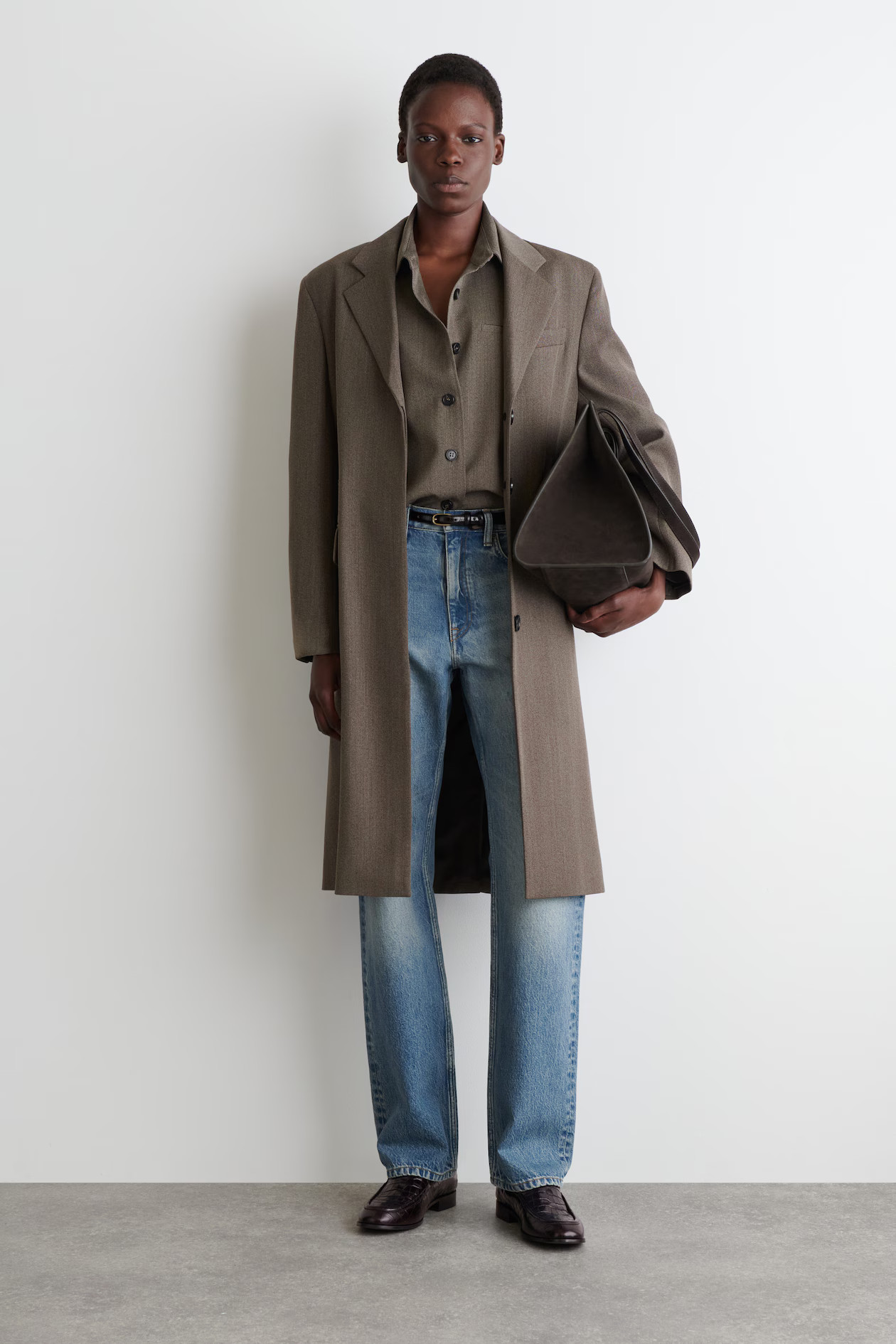 CROC-EFFECT LEATHER LOAFERS - DARK BROWN | COS | COS UK