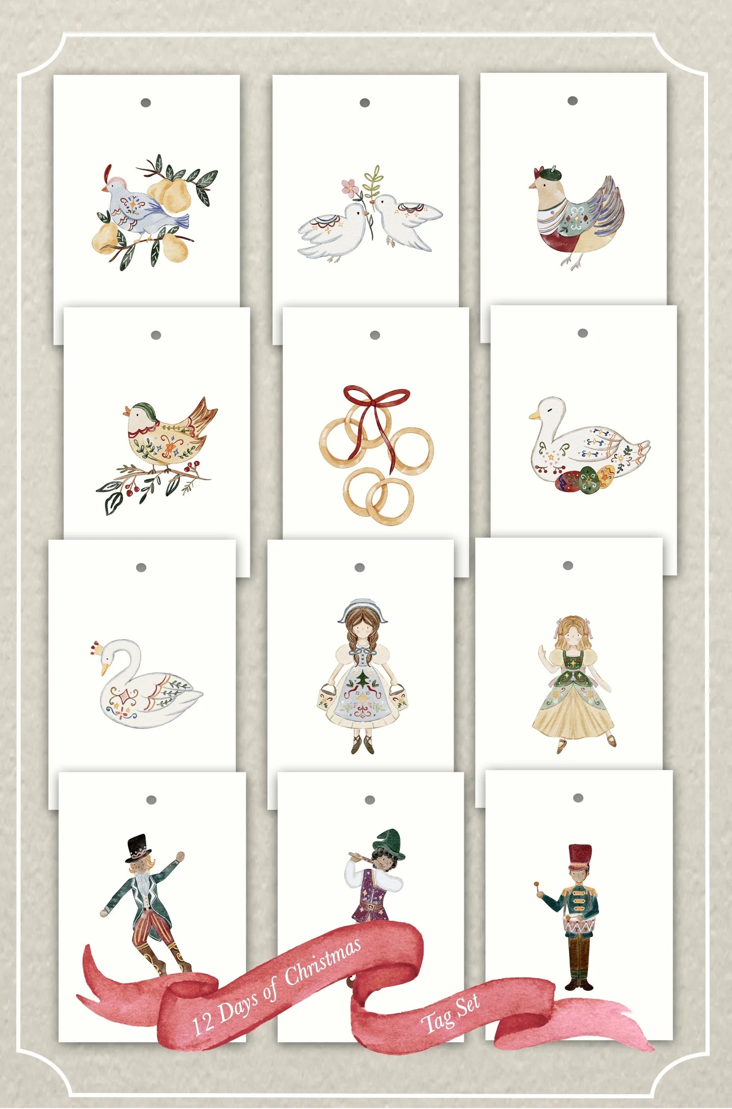 Twelve Days of Christmas Tags - Set of 12 | JSH Home Essentials