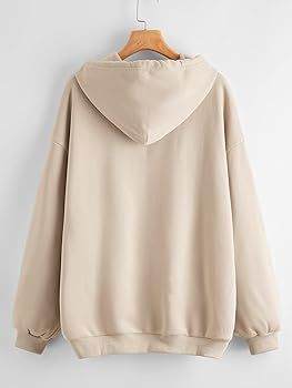 SHEIN Women's Oversized Long Sleeve Drawstring Drop Shoulder Zip Up Hoodie Sweatshirt Khaki M at ... | Amazon (US)