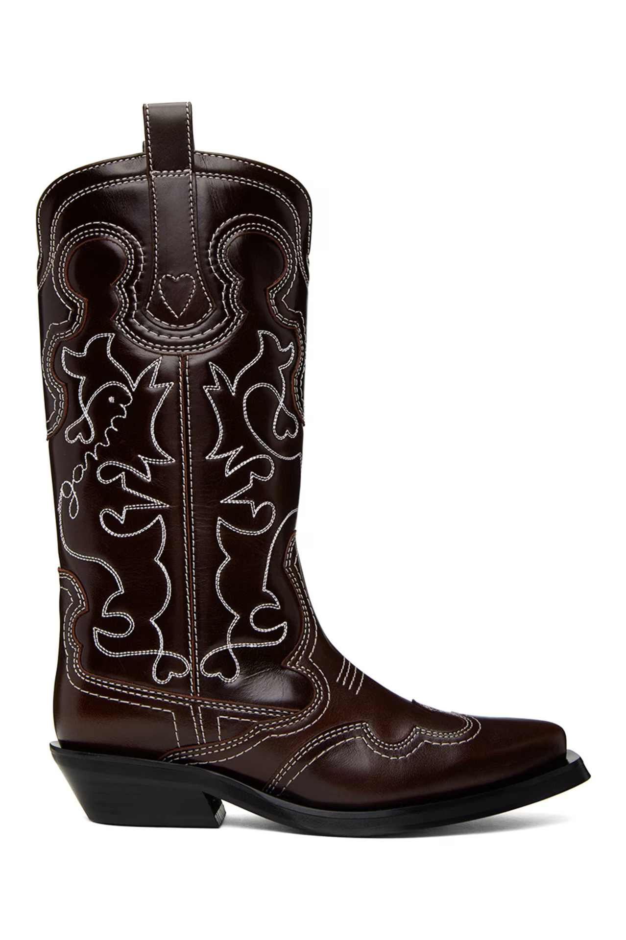 Burgundy Embroidered Western Boots | SSENSE