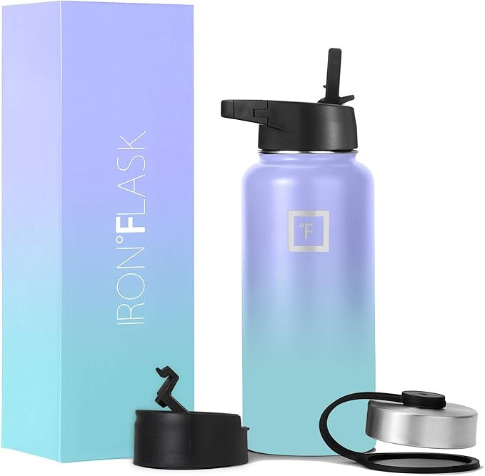 Iron Flask Sports Water Bottle - 32 Oz, 3 Lids (Straw Lid), Leak Proof, Vacuum Insulated Stainles... | Amazon (US)