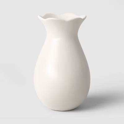 Scalloped Ceramic Vase White - Room Essentials™ | Target