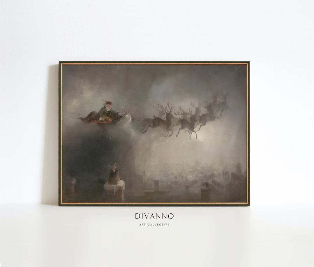 Antique Christmas Wall Art, Vintage Santa Claus Poster, Victorian Art Decor,christmas Eve Illustr... | Etsy (US)