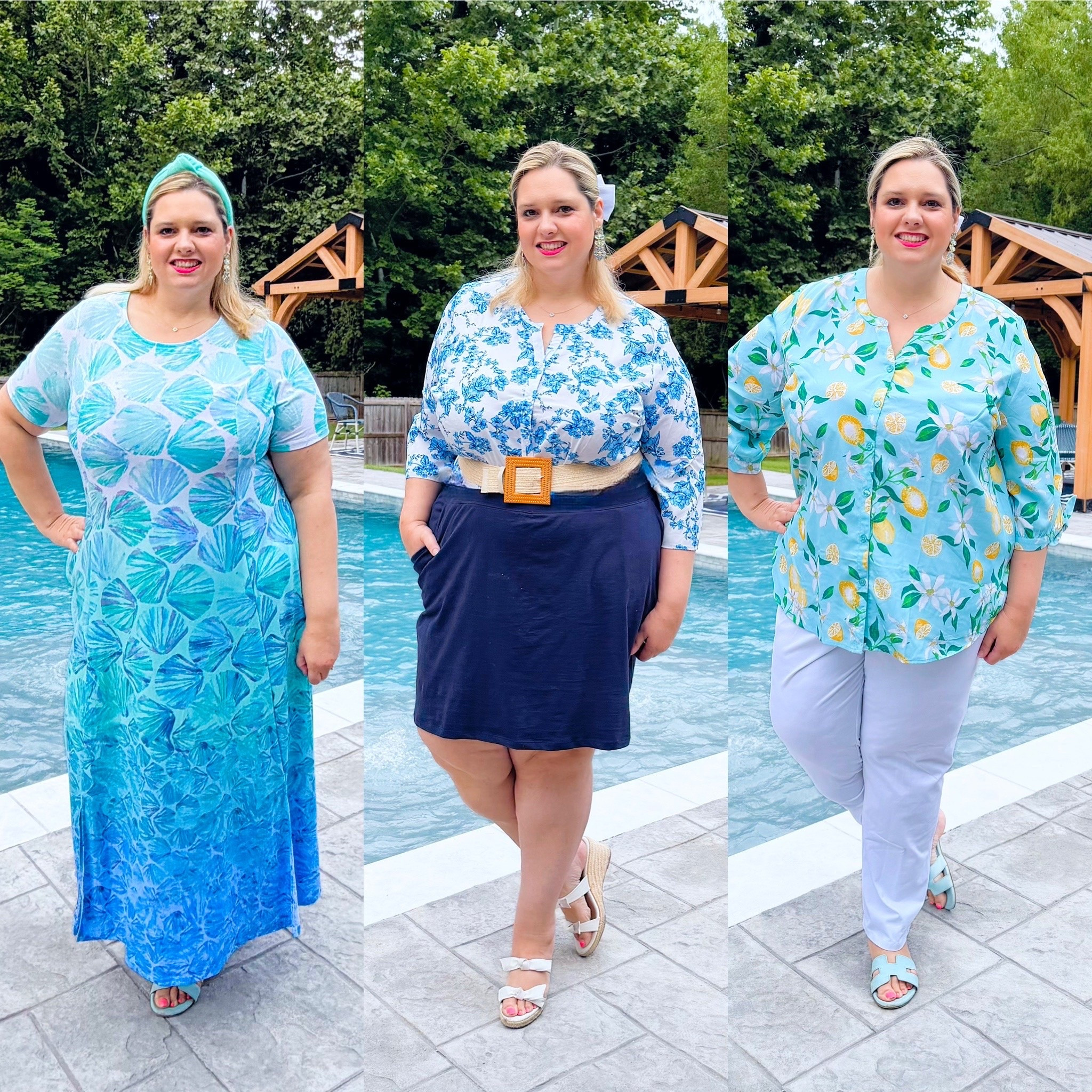 Pools Out for Summer : Three outfit formulas I’ll be wearing on repeat: 
1. An easy dress 
2. Soft skort and cooling blouse 
3. White pants and a cute top

#LTKPlusSize #LTKSeasonal #LTKootd