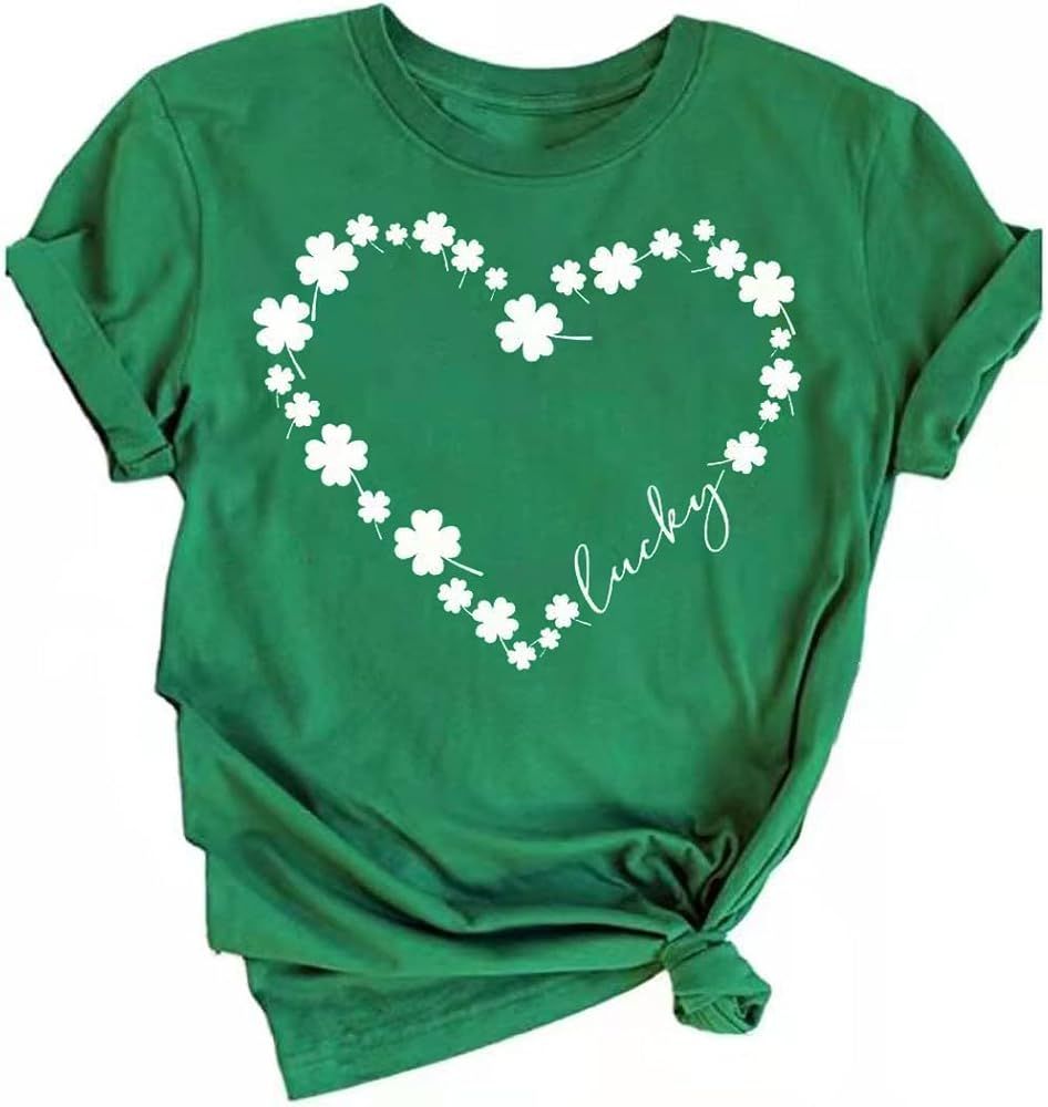 Beopjesk Women's St Patrick's Day T-Shirt Lucky Irish Shamrock Paddy's Day Graphic Tees Tops | Amazon (US)