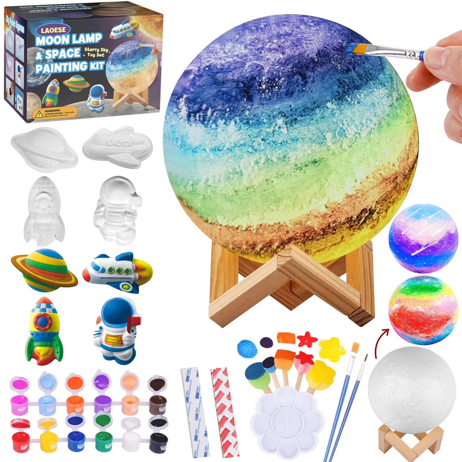 Paint Your Own Moon Lamp Kit, Cool DIY 3D Space Moon Night Light, Art Supplies, Arts and Crafts f... | Walmart (US)