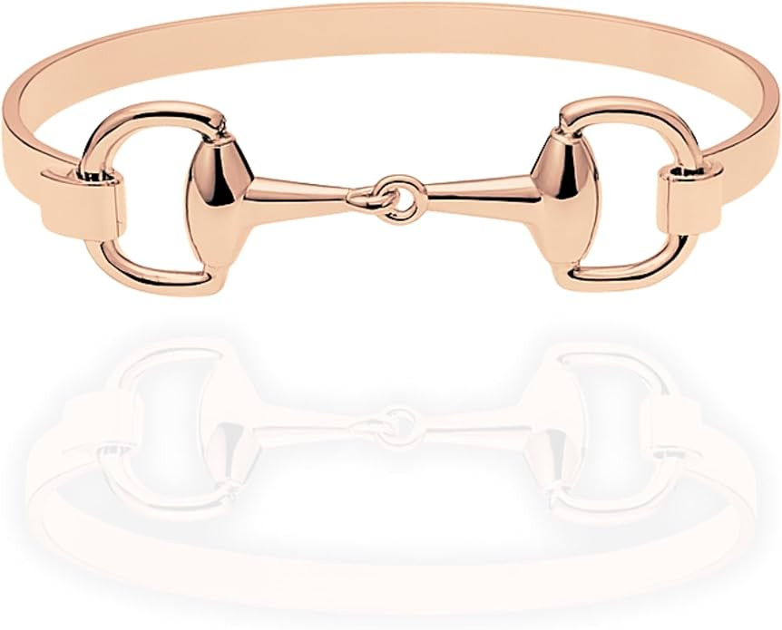 Minimalist Horse Bit Bangles in Silver, 18K Gold, 18K Rose Gold & White Gold Plated – Stackable... | Amazon (US)