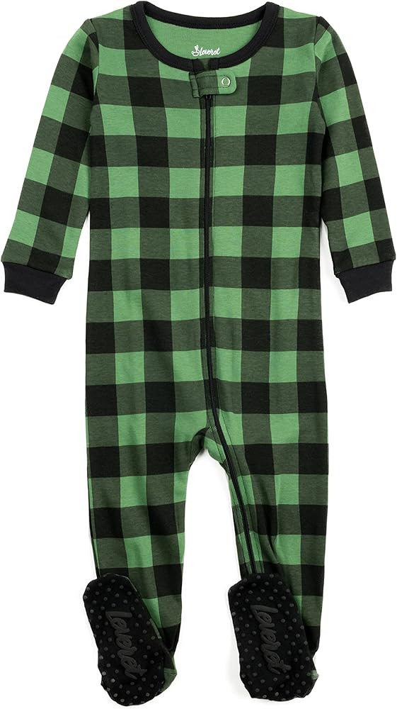 Leveret Kids Pajamas Baby Boys Girls Footed Pajamas Sleeper 100% Cotton Plaids (Size 6-12 Months-... | Amazon (US)