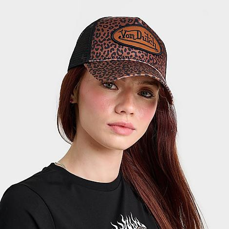 Von Dutch Satin Trucker Hat in Brown/Black/Animal Print/Black | Finish Line (US)