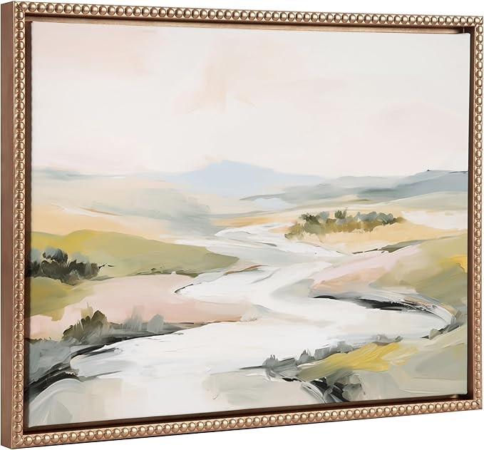 Kate and Laurel Sylvie Beaded Tranquil Landscape II Vintage Framed Canvas Wall Art by Amy Lightha... | Amazon (US)