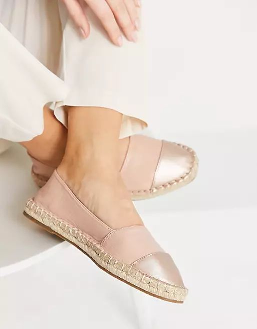 ASOS DESIGN Joy toe-cap espadrilles in pink and rose gold | ASOS (Global)