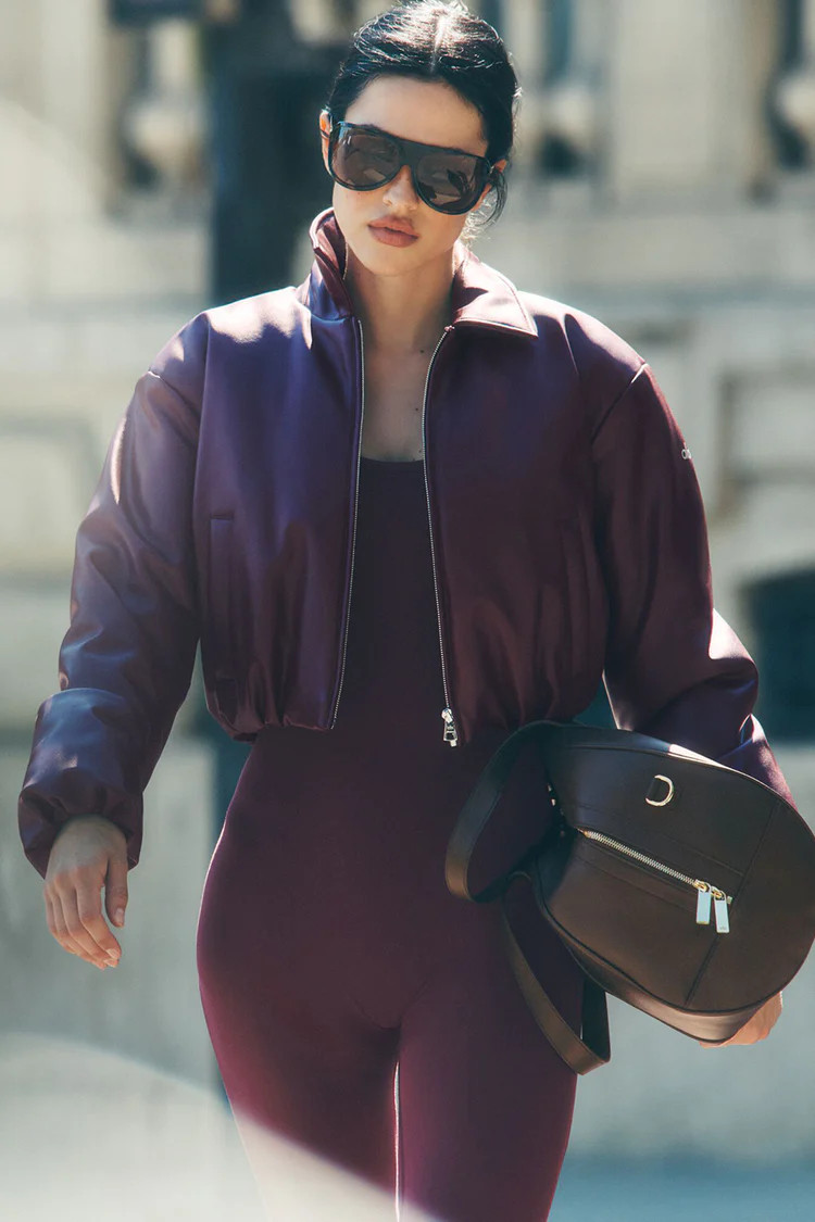 Faux Leather Cropped Premier Bomber | Alo Yoga (US)