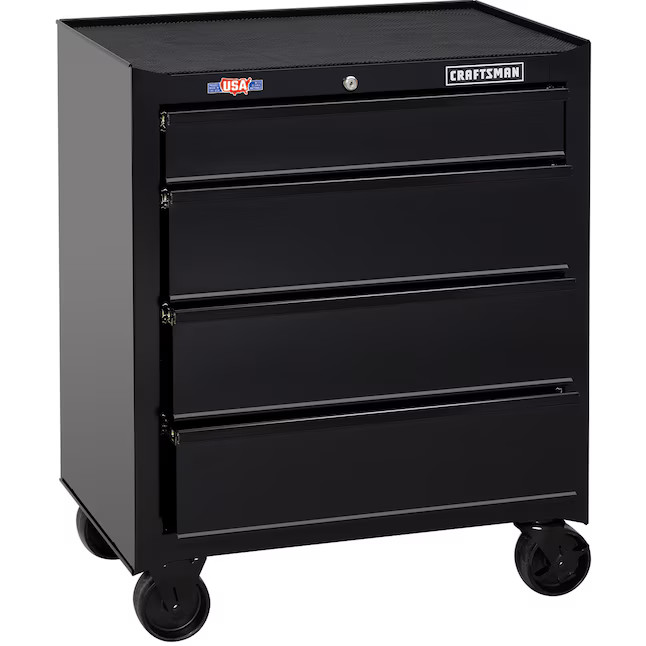 CRAFTSMAN 1000 Series 26.5-in W x 32.5-in H 4-Drawer Steel Rolling Tool Cabinet (Black) | Lowe's