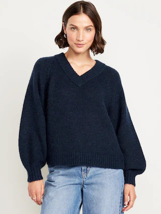 Cozy Cropped V-Neck Sweater | Old Navy (CA)