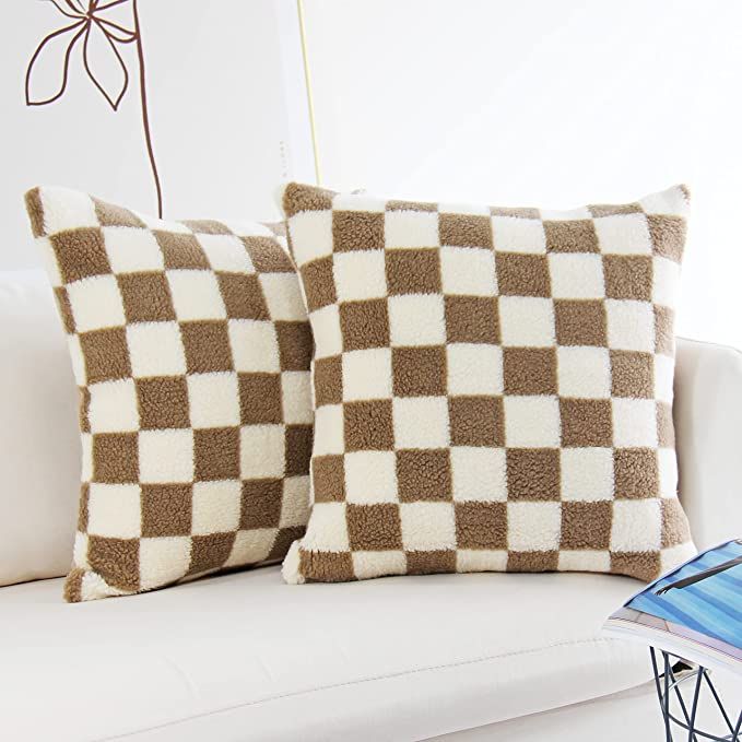 JOJUSIS Decorative Throw Pillow Covers Luxury Style Checkerboard Pattern Cushion Case Super Soft ... | Amazon (US)