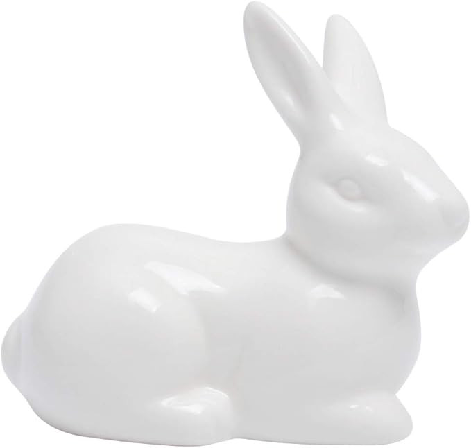 Veemoon Bunny Statue Ceramic White Rabbit Model Figurine Animal Decoration Mini Desktop Decoratio... | Amazon (US)