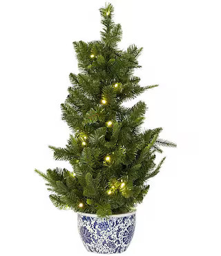 Southern Living Merry and Bright Collection Pre-Lit 3' Tree in Chinoiserie Pot | Dillard's | Dillard's