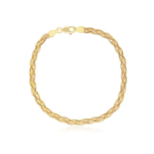 The Lovery Fine Jewelry Braided Matte Herringbone Bracelet in Yellow Gold at Nordstrom, Size 7 | Nordstrom