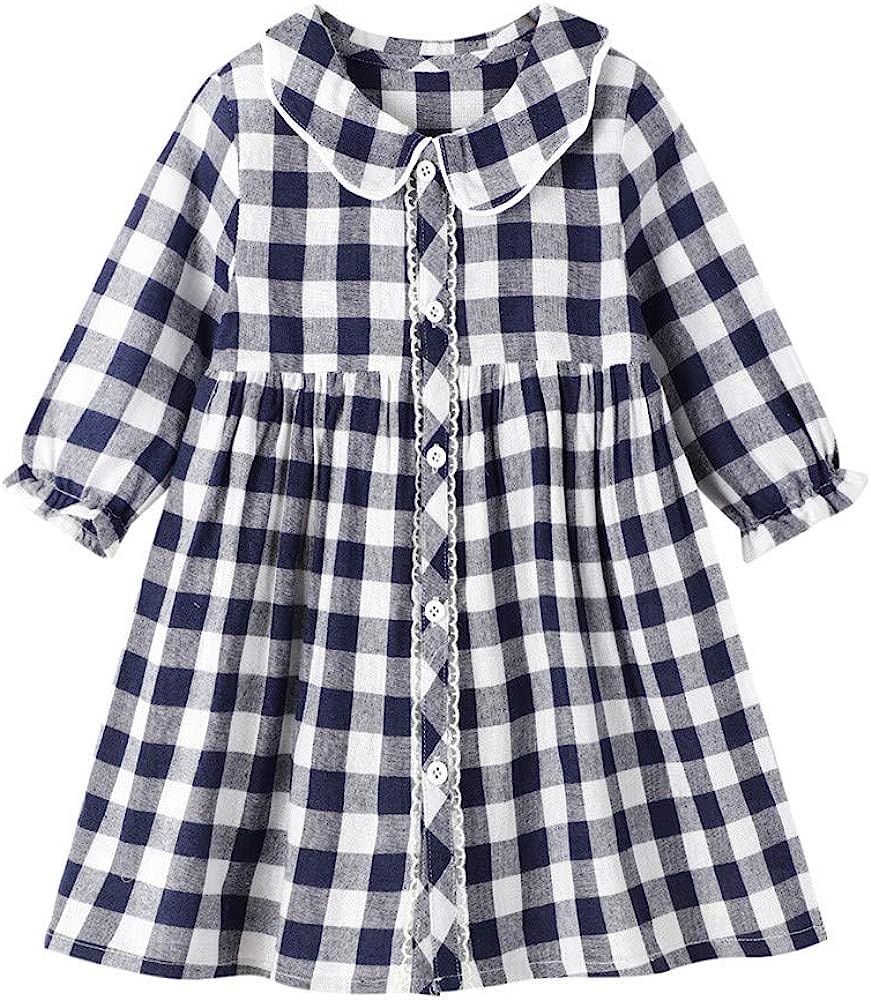 Mud Kingdom Collared Check Dress for Girls Button Front Cute Plaid | Amazon (US)