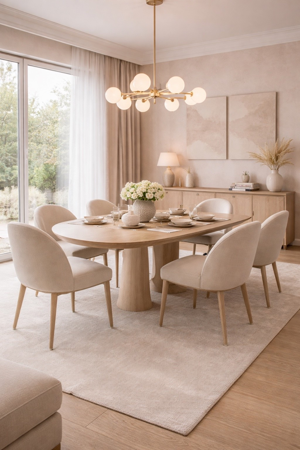 A cozy modern dining room designed in soft neutral tones, featuring an elegant dining table, stylish upholstered chairs, and a statement chandelier.
Large windows fill the space with natural light, while warm textures and clean lines create a refined, welcoming atmosphere perfect for everyday dining and entertaining.

Save this pin for dining room inspiration, modern interiors, and neutral home decor ideas.
Shop similar dining tables, chairs, lighting, and decor through my LTK for a curated, designer-inspired look 🤍

#diningroomdesign
#moderndiningroom
#neutralinterior
#cozyhome
#designerchairs
#statementlighting
#moderninterior
#homeinspiration
#interiorinspo
#luxuryinteriors
#homedecorideas
#ltkhome
#ltkinteriors
