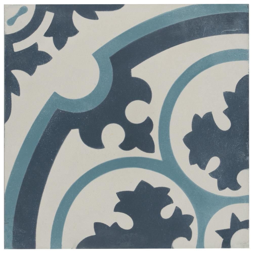 Cemento Queen Mary Sky Encaustic 7-7/8 in. x 7-7/8 in. Cement Handmade Floor and Wall Tile | The Home Depot