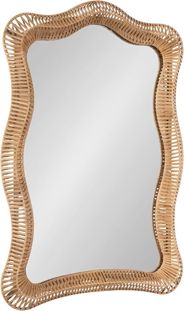 Kate and Laurel Rashana Boho Scalloped Arch Rattan Wall Mirror, 26 x 38, Natural Rattan, Modern D... | Amazon (US)
