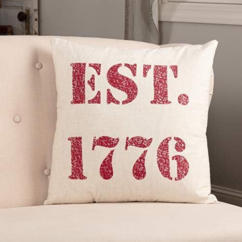 VHC Brands Hatteras EST. 1776 Text Flax Cotton Linen Blend Bedding Stenciled Square 18x18 Filled ... | Amazon (US)