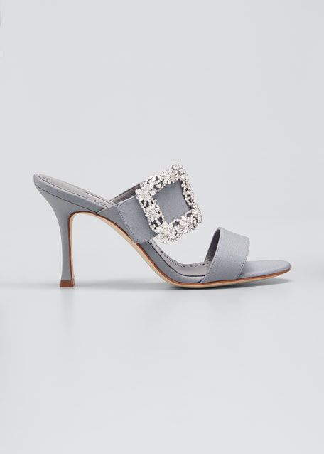 Manolo Blahnik Gable Crystal Buckle Slide Sandals | Bergdorf Goodman
