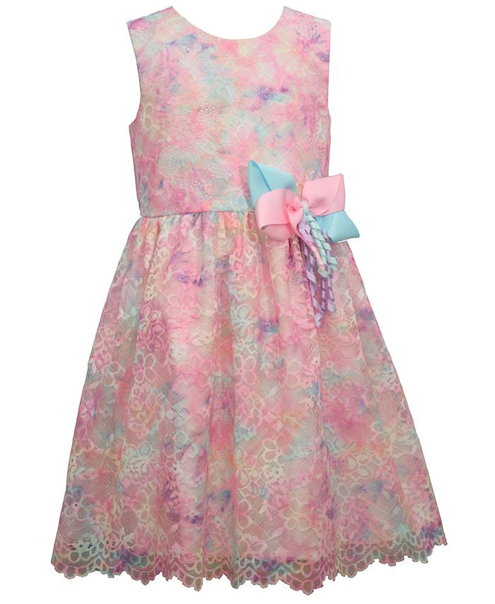Big Girls Sleeveless Lace Rainbow Dress with Curly Bow Detail | Macys (US)