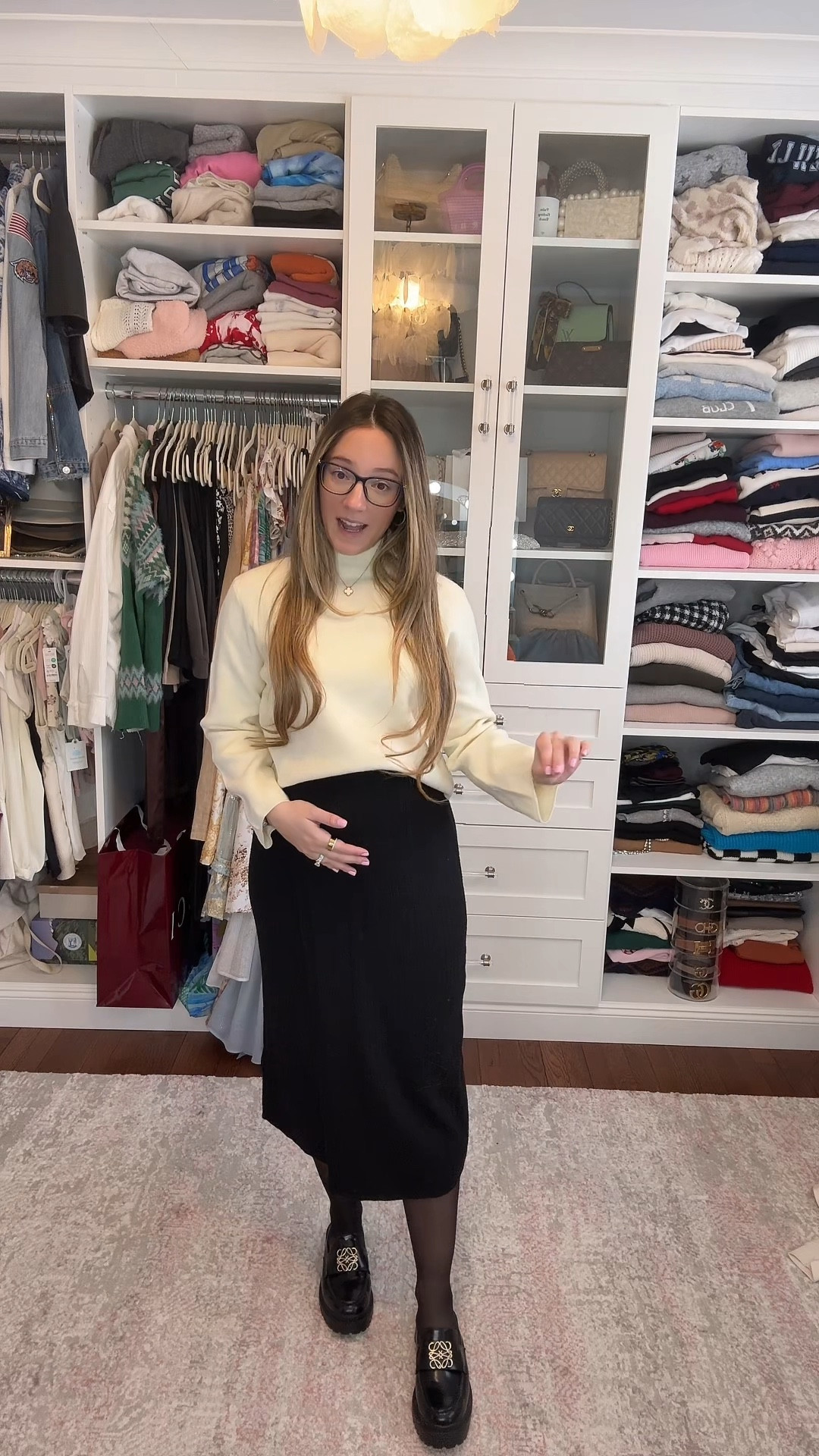 Pregnant work outfit inspo for the office! Banana republic skirt // cropped turtleneck sweater // chunky loafers // maternity 

#LTKBump #LTKWorkwear