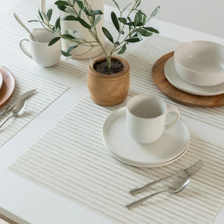 Mainstays Ciclo Woven Vinyl Table Placemat Vanilla 13" x 18" - Walmart.com | Walmart (US)