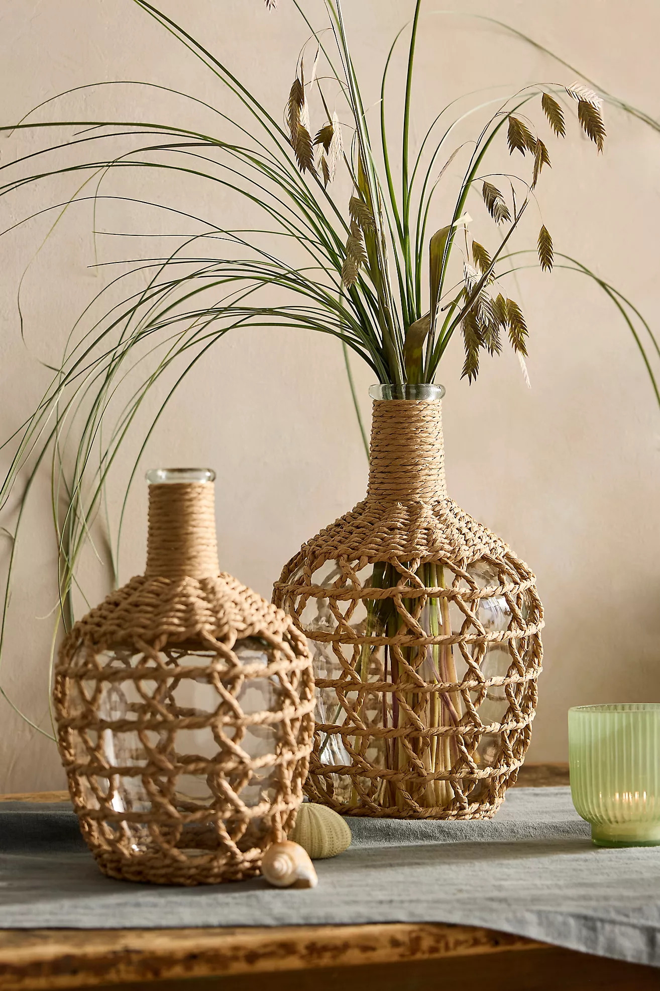Nautical Woven Rattan + Glass Vase | Terrain