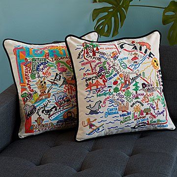 Hand Embroidered State Pillows | Uncommon Goods