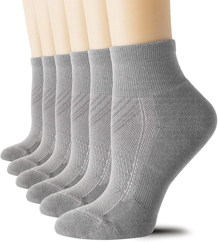 CS CELERSPORT 6 Pairs Women's Running Ankle Socks Athletic Sport Socks Cushioned | Amazon (US)