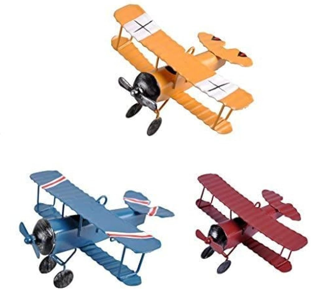 3pc Vintage Metal Planes Model Iron Retro Aircraft Glider Biplane Pendant Model Airplane Kids Toy... | Amazon (US)