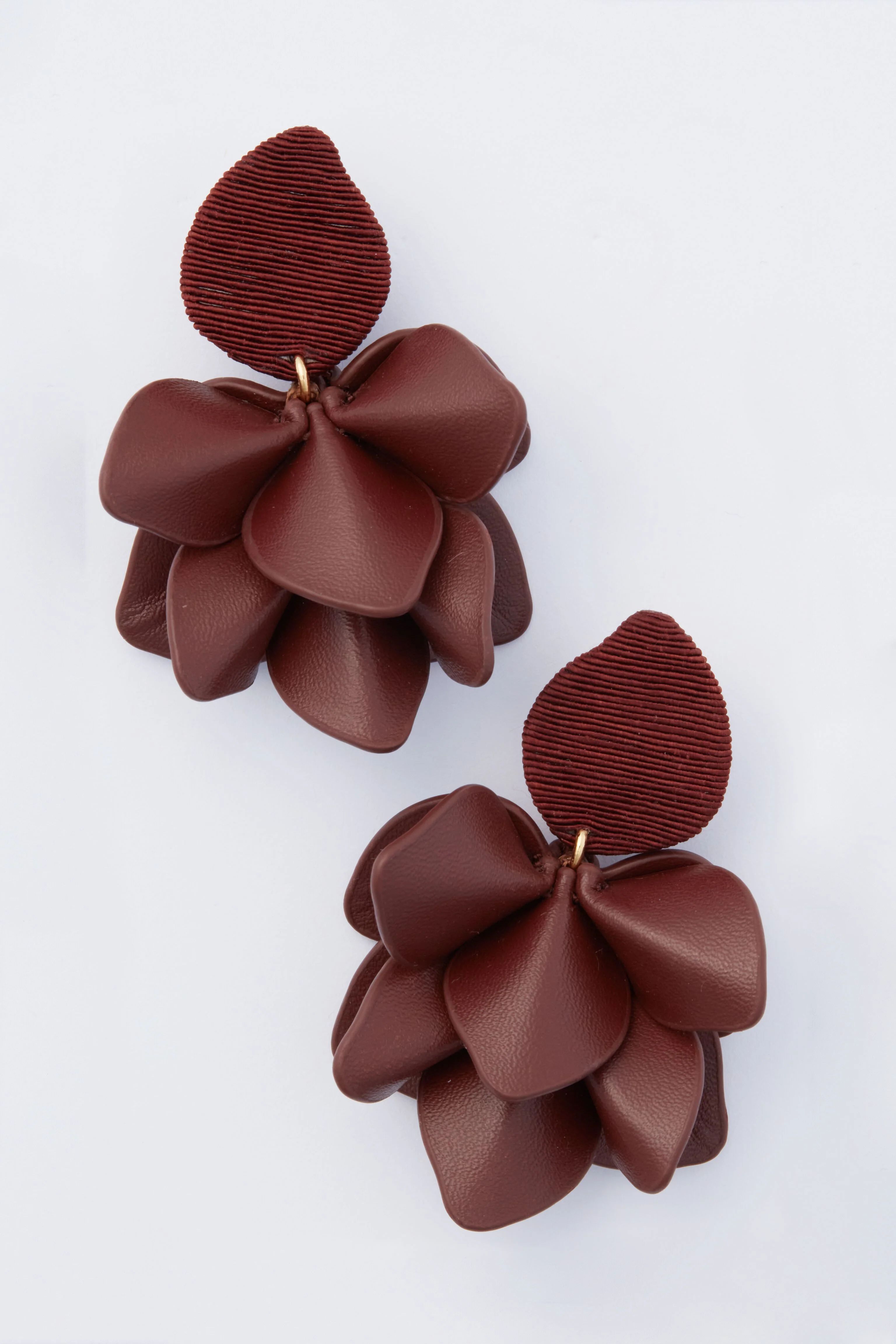 Gold Silk and Leather Orchid Earrings | Tuckernuck (US)