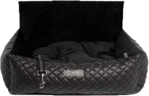 Nandog Quilted Vegan Leather Dog Car Seat Bed, Black, Medium | Chewy