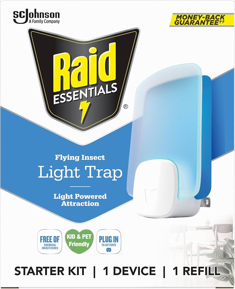 Raid Essentials Flying Insect Light Trap Starter Kit, 1 Plug-In Device + 1 Cartridge, Featuring L... | Amazon (US)