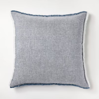 Oversized Reversible Linen Square Throw Pillow with Frayed Edges - Threshold™ designed with Stu... | Target