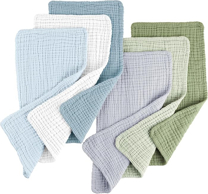 Konssy Muslin Baby Burp Cloths 6 Pack, Soft Absorbent 100% Cotton Burping Clothes for Newborns, B... | Amazon (US)