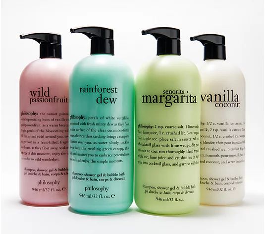 philosophy super-size 4pc bubble away shower gel set - QVC.com | QVC