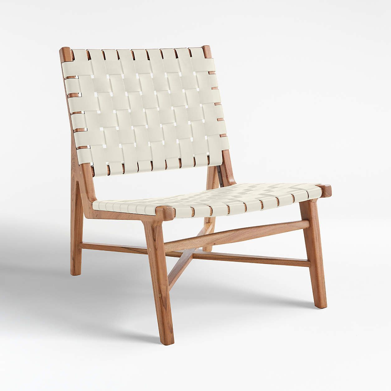 Taj White Woven Leather Strap Chair + Reviews | Crate & Barrel | Crate & Barrel