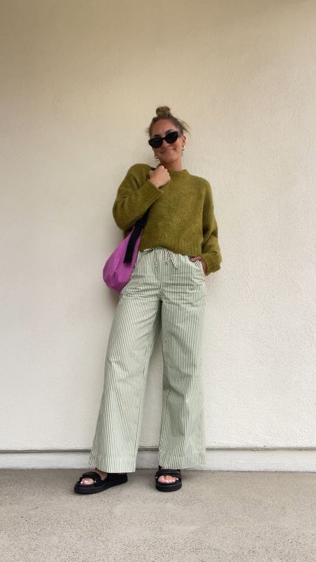 sweater is sold out and sandals are old, linking similar. pants in medium from UO, linking a similar pair from Amazon.

#LTKSeasonal