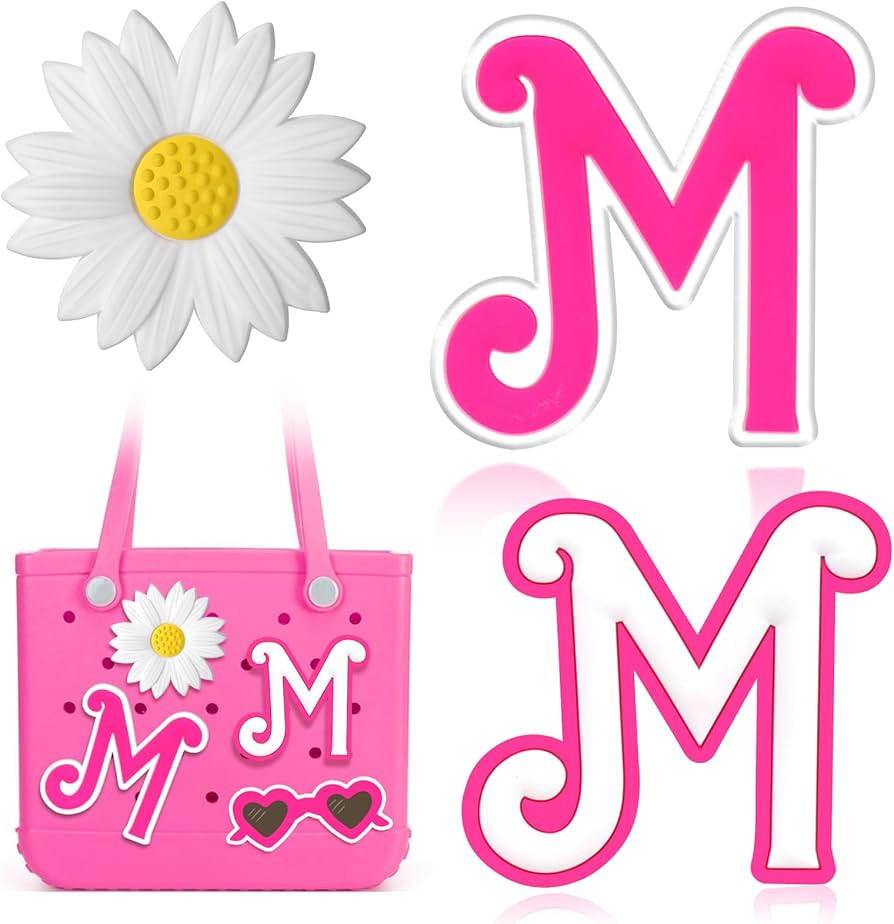 Mtiy rain 3pcs Charms for Bogg Bag Accessories, Pink Letter and Flower Charm Compatible with Bogg... | Amazon (US)